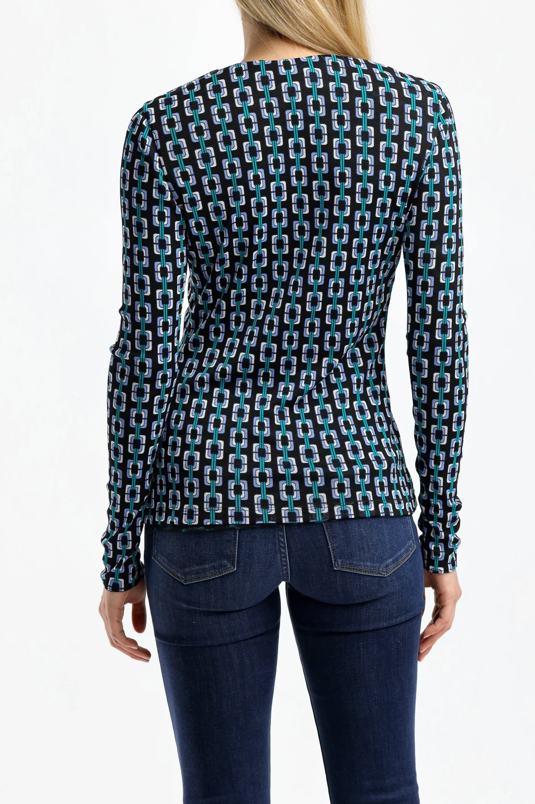 Femme Diane von Furstenberg T-Shirt Long Logan En Bleu Moire