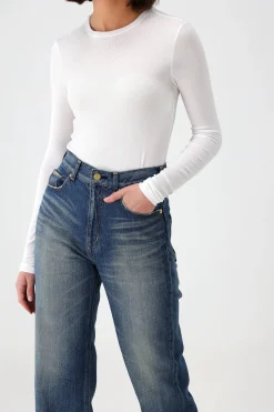 Femme Anthony Thomas Melillo T-Shirt Long Modal Rib En Blanc