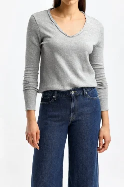 Femme American Vintage T-Shirt Long Sonoma En Gris