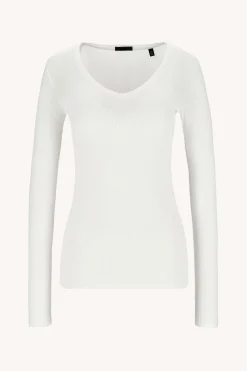 Femme Anthony Thomas Melillo T-Shirt Long V Modal Rib En Blanc