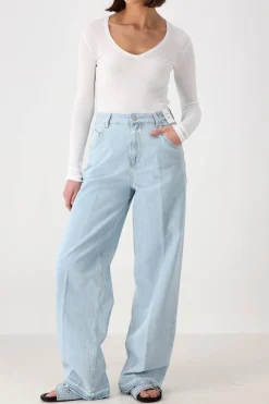 Femme Anthony Thomas Melillo T-Shirt Long V Modal Rib En Blanc