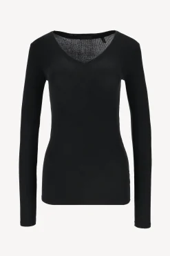 Femme Anthony Thomas Melillo T-Shirt Long V Modal Rib En Noir