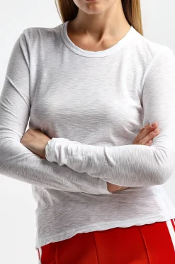 Femme James Perse T-Shirt Manches Longues Crew En Blanc