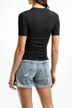 Femme Anthony Thomas Melillo T-Shirt Modal Rib Noir