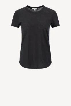 Femme James Perse T-Shirt Sheer Slub Crew En Noir