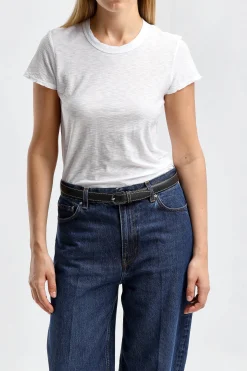 Femme James Perse T-Shirt Sheer Slub Crew En Blanc