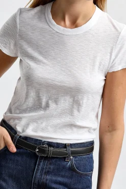 Femme James Perse T-Shirt Sheer Slub Crew En Blanc