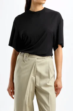 Femme Christopher Esber T-Shirt Side Cowl En Noir