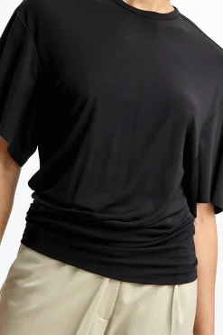 Femme Christopher Esber T-Shirt Side Cowl En Noir
