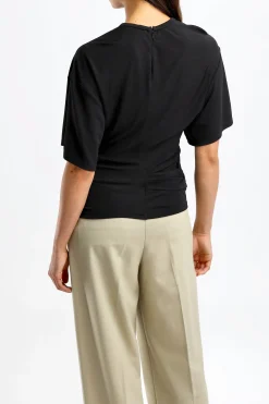 Femme Christopher Esber T-Shirt Side Cowl En Noir