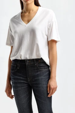 Femme R13 T-Shirt V Boxy Seamless En Blanc