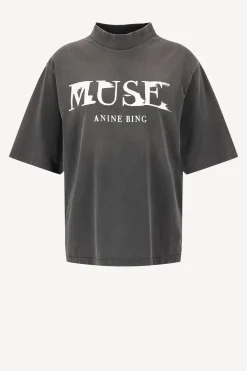 Femme Anine Bing T-Shirt Wes Muse En Noir Delave