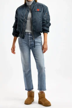 Femme Schott x Anita Hass Veste Airforce 90S 'Heart' En Bleu Marine