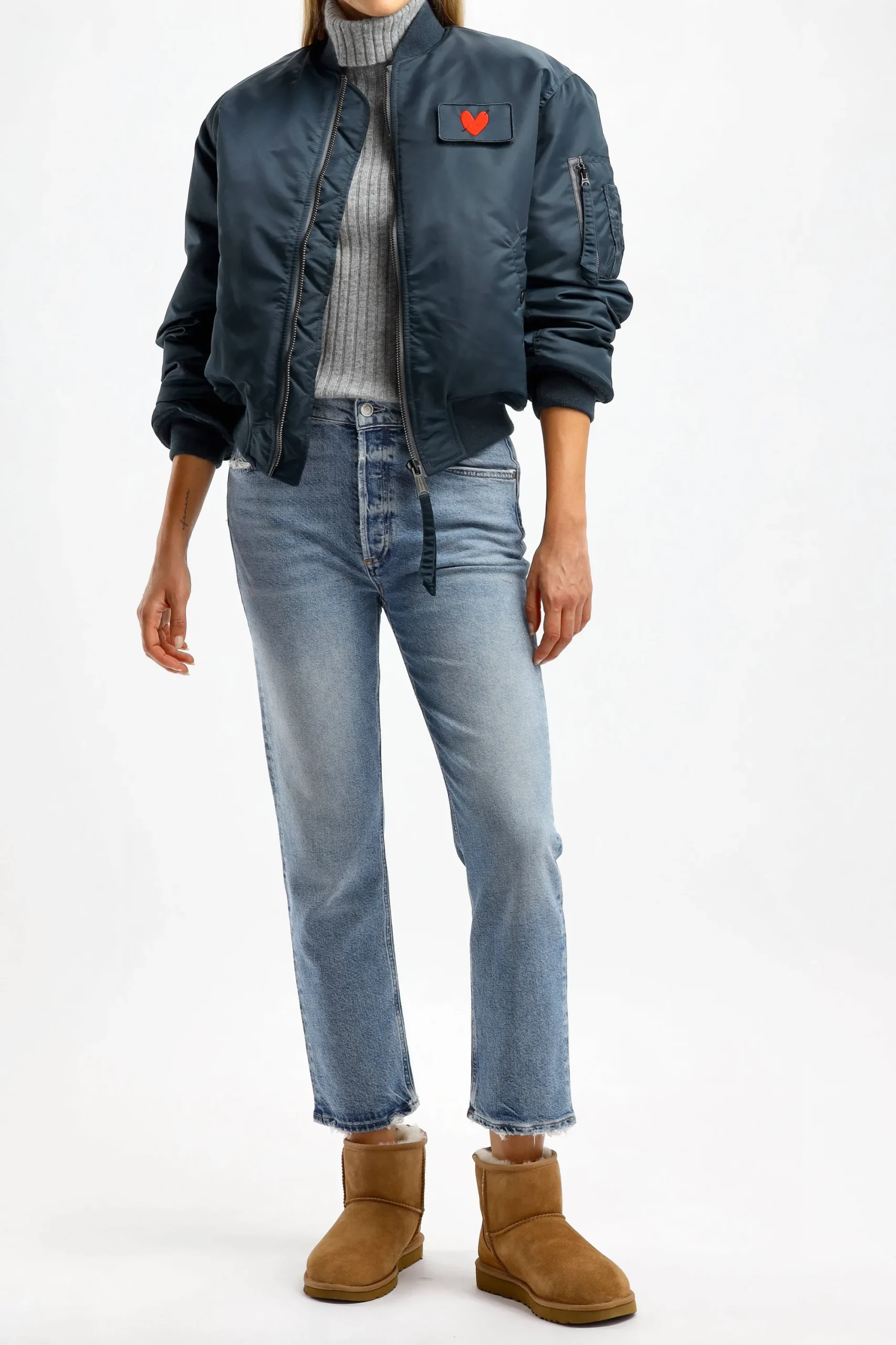 Femme Schott x Anita Hass Veste Airforce 90S 'Heart' En Bleu Marine