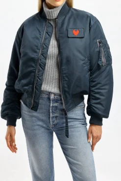 Femme Schott x Anita Hass Veste Airforce 90S 'Heart' En Bleu Marine