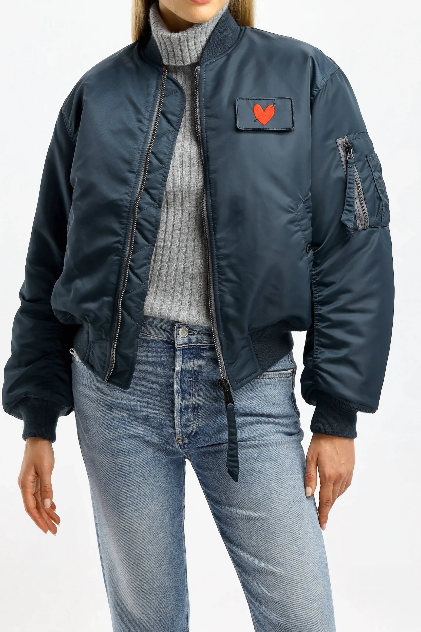 Femme Schott x Anita Hass Veste Airforce 90S 'Heart' En Bleu Marine