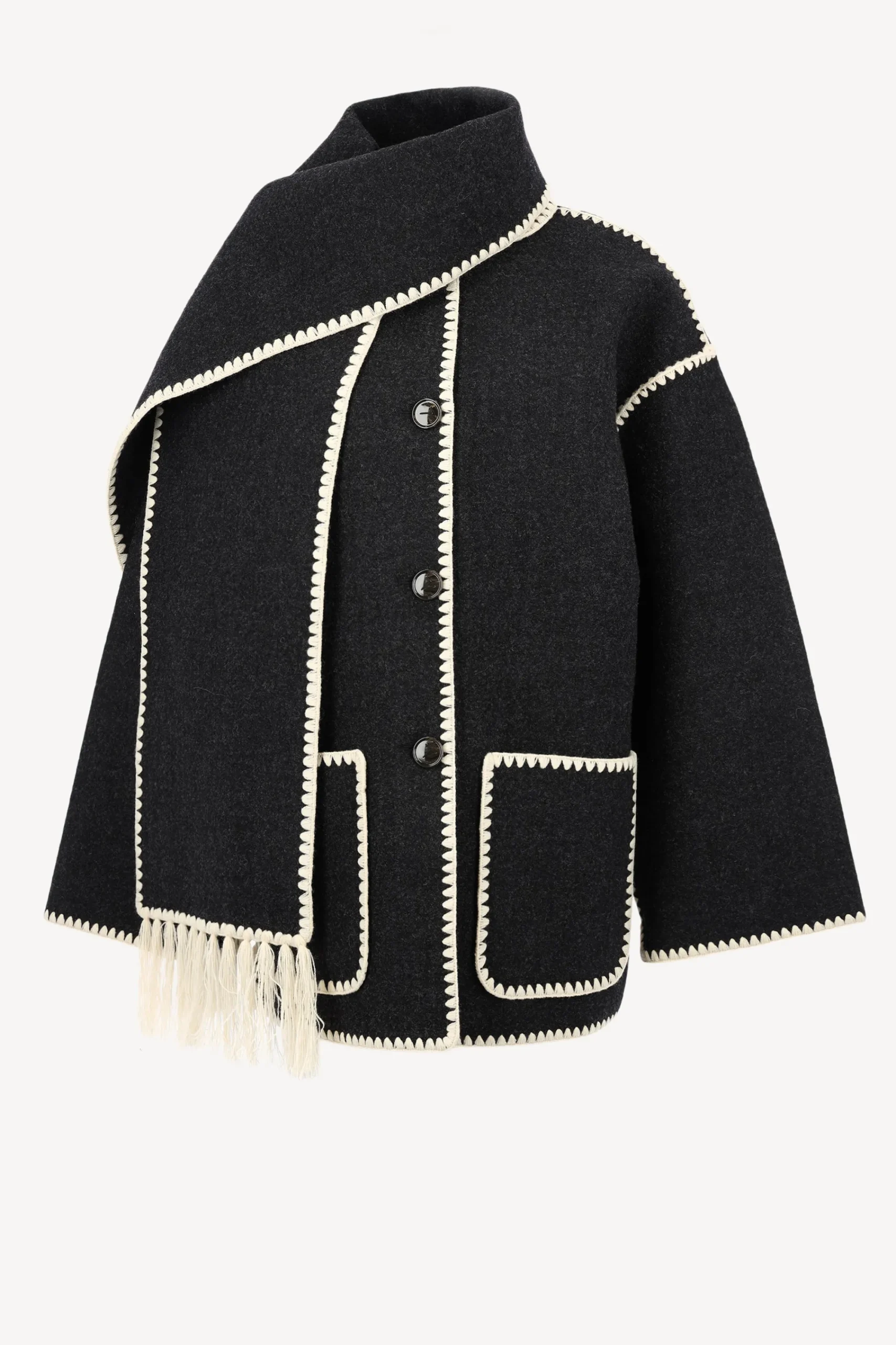 Femme Toteme Veste Avec Echarpe En Dark Grey Melange