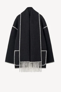 Femme Toteme Veste Avec Echarpe En Dark Grey Melange