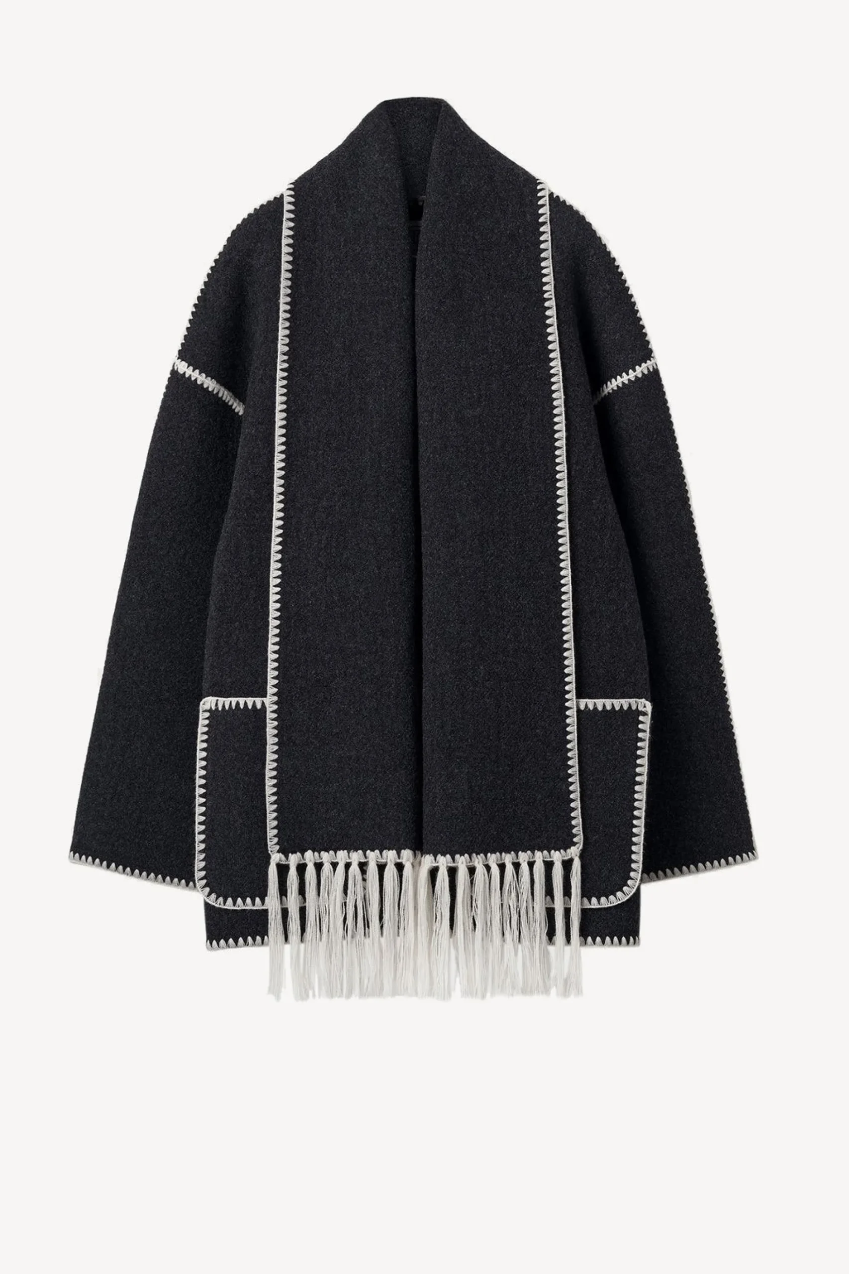 Femme Toteme Veste Avec Echarpe En Dark Grey Melange