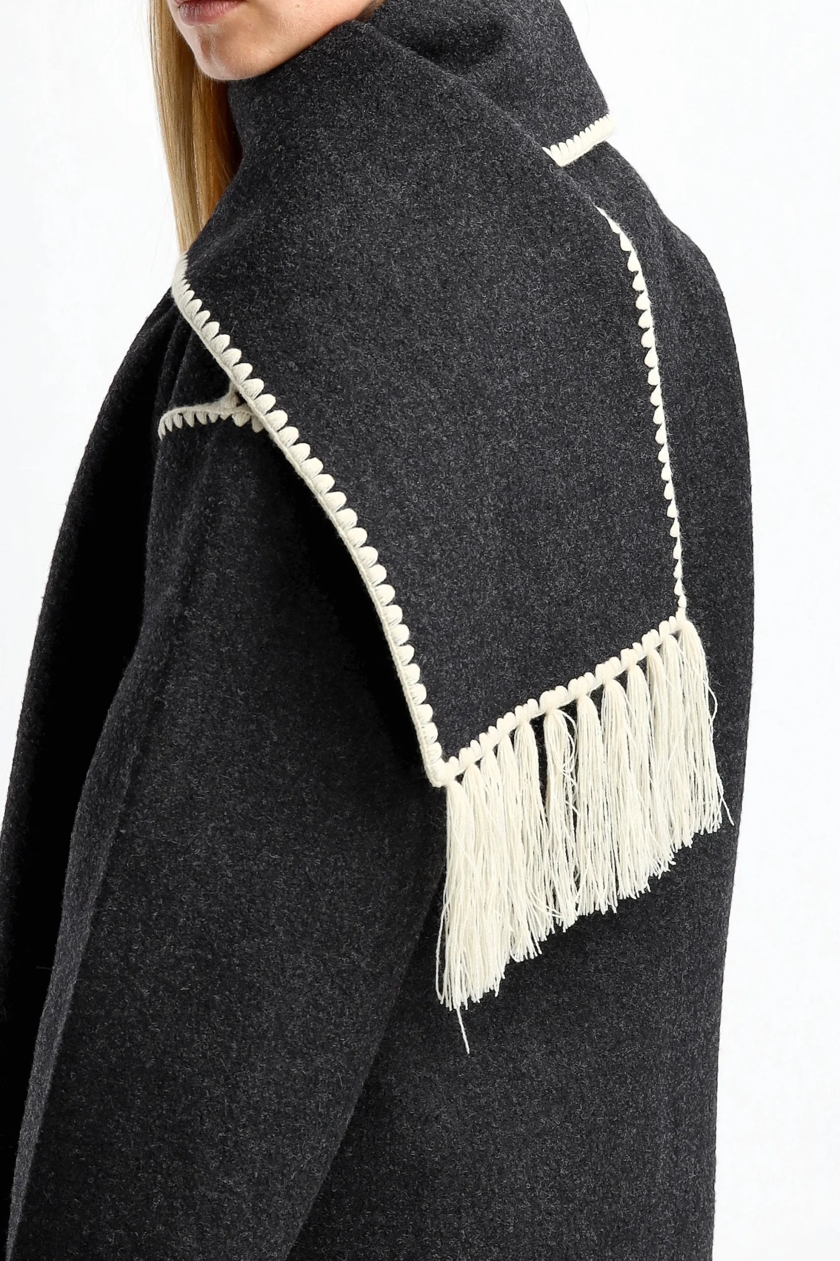 Femme Toteme Veste Avec Echarpe En Dark Grey Melange