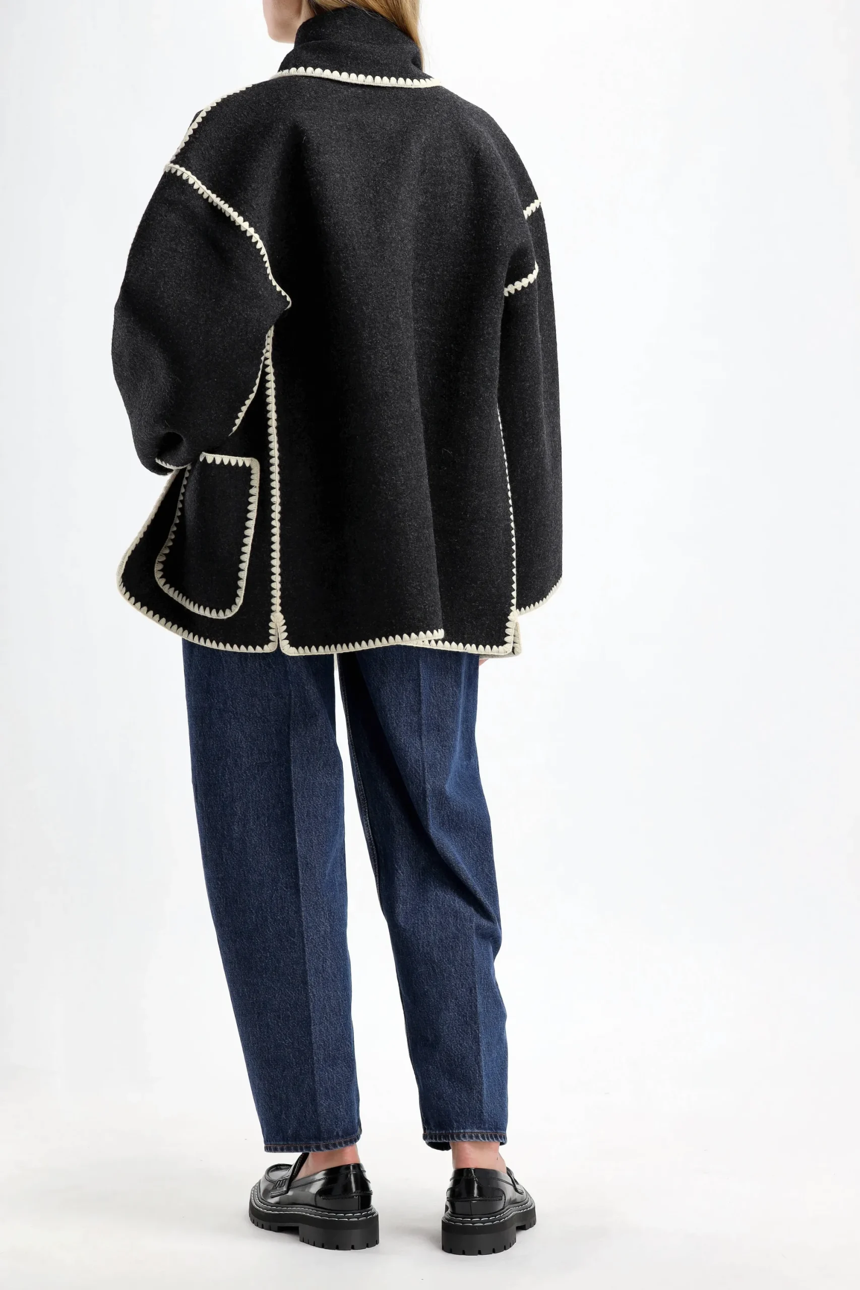 Femme Toteme Veste Avec Echarpe En Dark Grey Melange