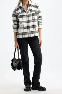 Femme IRO Veste Bika En Ecru/Noir