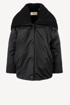 Femme Agnona Veste Caban Glossy En Noir