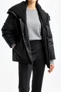 Femme Agnona Veste Caban Glossy En Noir