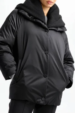 Femme Agnona Veste Caban Glossy En Noir