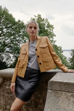 Femme Proenza Schouler Veste En Cuir Glossy En Caramel