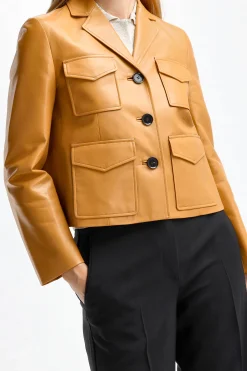 Femme Proenza Schouler Veste En Cuir Glossy En Caramel