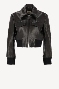 Femme Khaite Veste En Cuir Hector En Noir