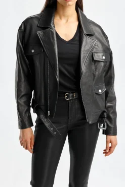 Femme Nili Lotan Veste En Cuir Lenny En Noir