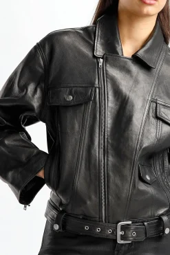 Femme Nili Lotan Veste En Cuir Lenny En Noir