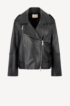 Femme Dorothee Schumacher Veste En Cuir Sleek Statement En Noir