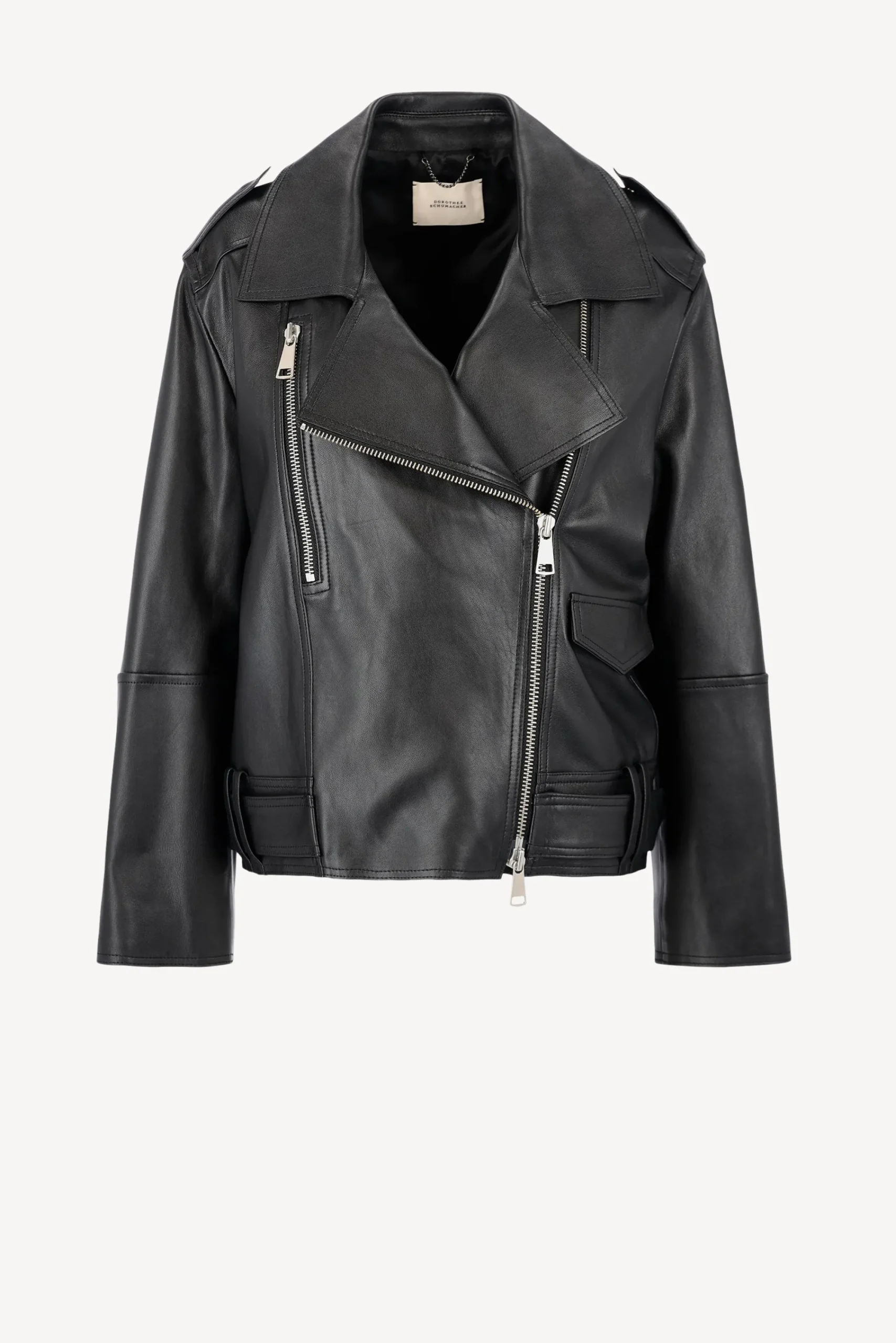 Femme Dorothee Schumacher Veste En Cuir Sleek Statement En Noir