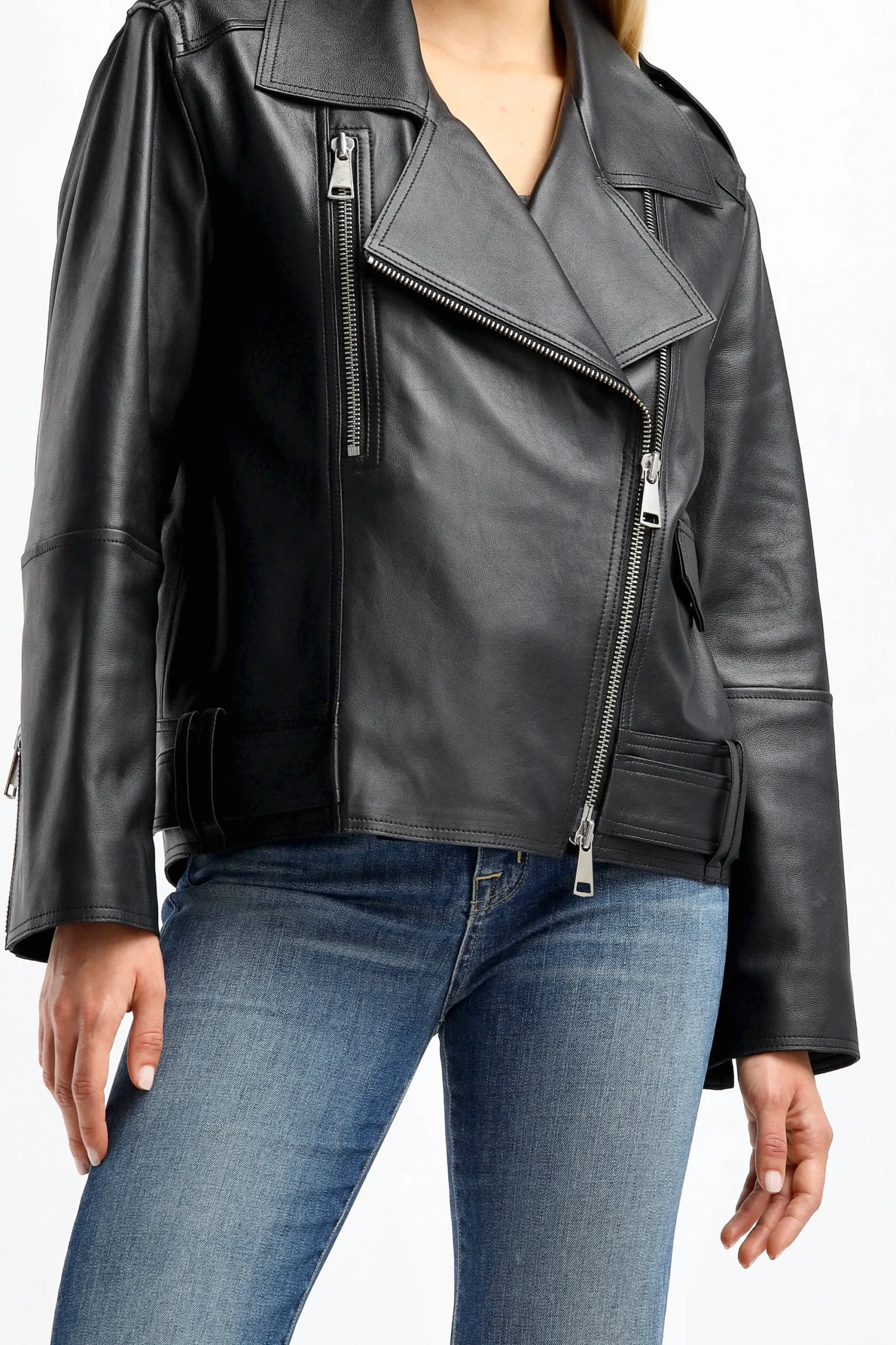 Femme Dorothee Schumacher Veste En Cuir Sleek Statement En Noir