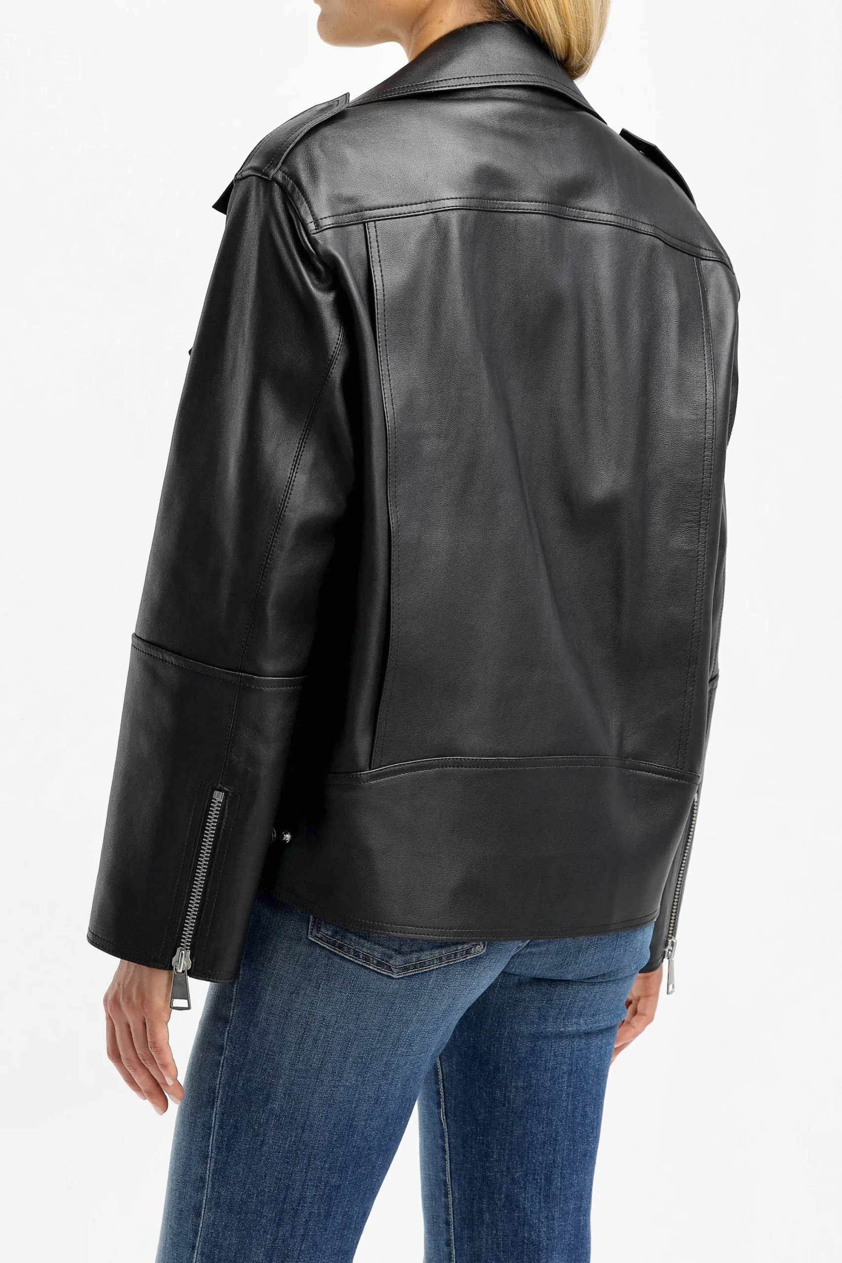 Femme Dorothee Schumacher Veste En Cuir Sleek Statement En Noir