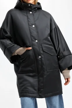 Femme Ahirain Veste Parka Techno En Noir