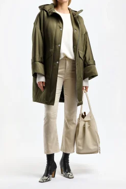 Femme Ahirain Veste Parka Techno En Olive Martini