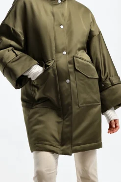 Femme Ahirain Veste Parka Techno En Olive Martini