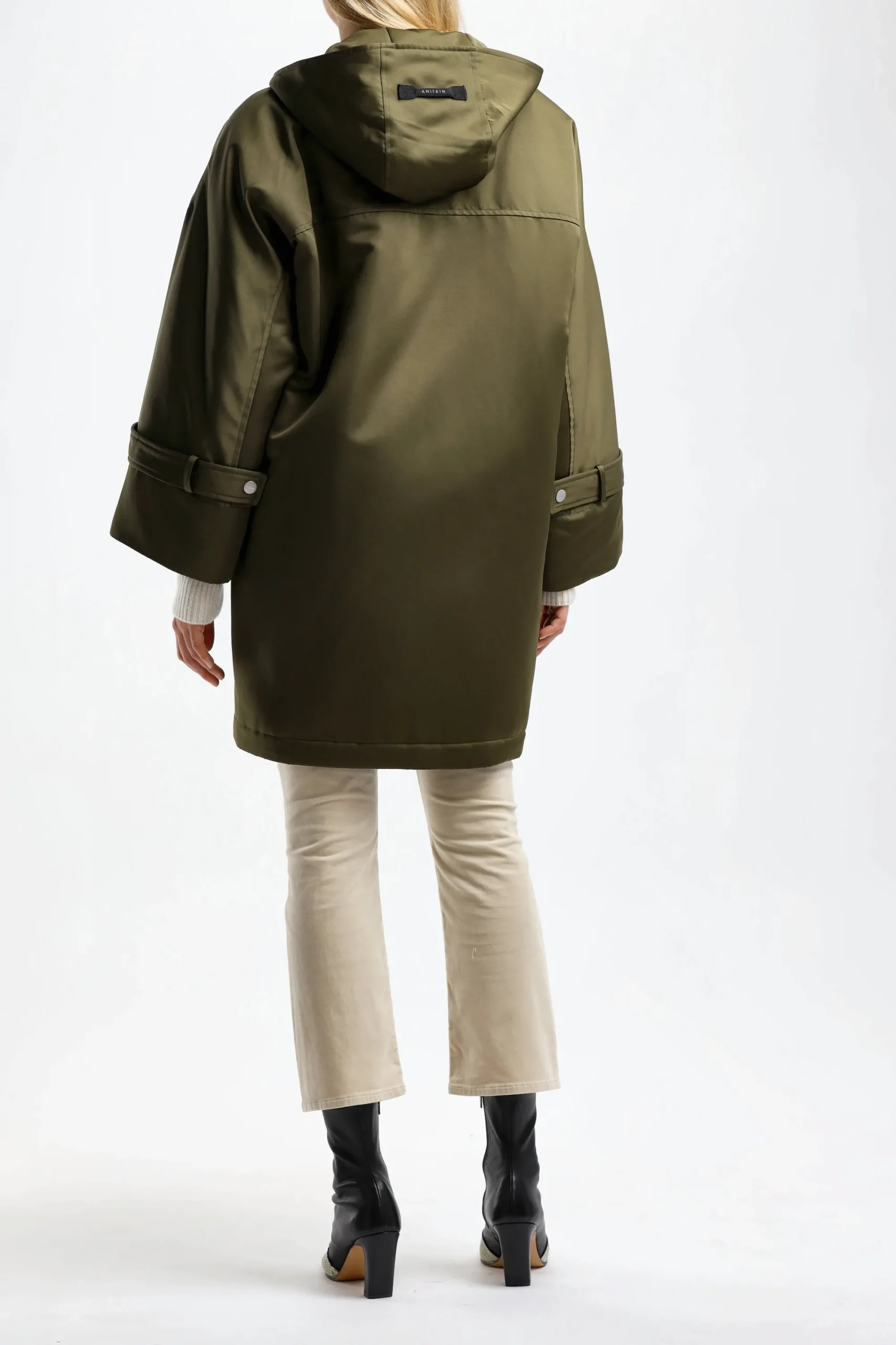 Femme Ahirain Veste Parka Techno En Olive Martini