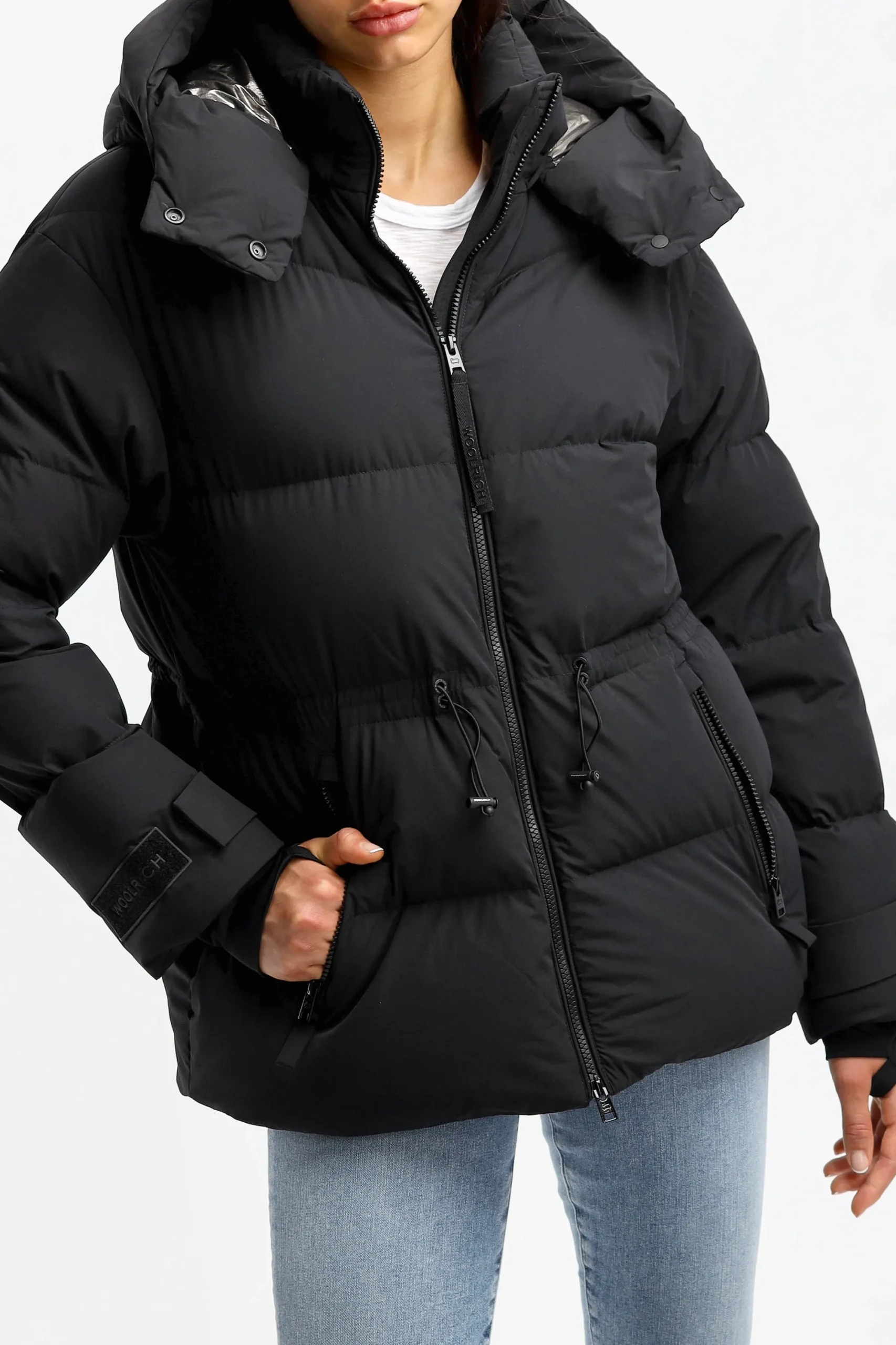 Femme Woolrich Veste Tampon Matt En Noir